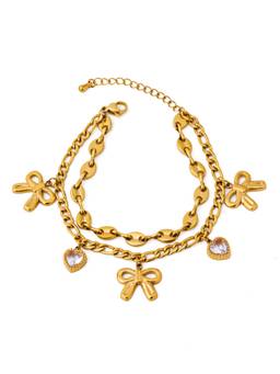 Veli Jewels - Women White Stones 18K Gold Plated Bracelet