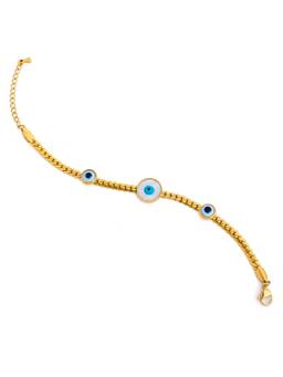 Veli Jewels - Women Blue Evil Eye 18K Gold Plated Bracelet