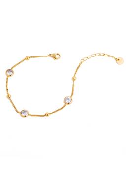 Veli Jewels - Women White Stones 18K Gold Plated Bracelet
