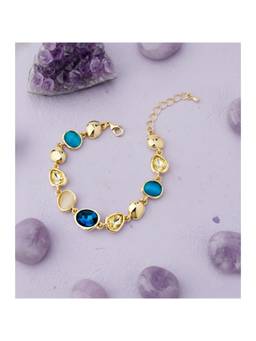 Veli Jewels - Women Blue Stones 18K Gold Plated Bracelet