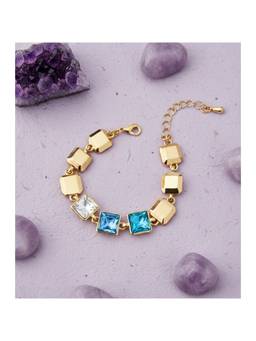 Veli Jewels - Women Multi-Color Stones 18K Gold Plated Bracelet