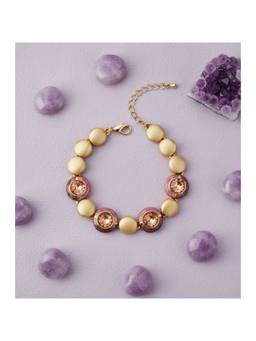 Veli Jewels - Women Orange Stones 18K Gold Plated Bracelet