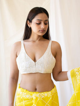 Tatwa Designs - White Beadwork Chanderi Blouse