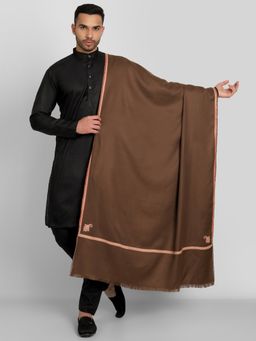 Zamour - Men Brown Embroidered Kashmiri Woolen Shawl