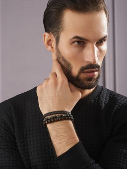 Aatmana - Men Beaded Elasticated Bracelet (Pack of 3)