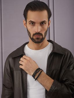 Aatmana - Men Brass Beaded Wraparound Bracelet (Pack of 3)