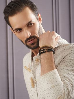 Aatmana - Men Beaded Elasticated Bracelet (Pack of 4)