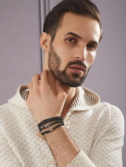 Aatmana - Men Beaded Elasticated Bracelet (Pack of 3)