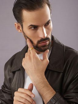 Aatmana - Men Gold Plated Textured Finger Ring