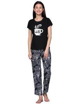 Bstories - Pyjama Set For Women- Black Shell Print