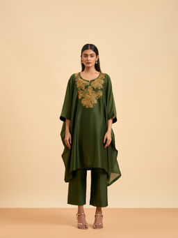 ORIGANI - Olive Serenity Suit Kaftan with Pant and Inner (Set of 3)