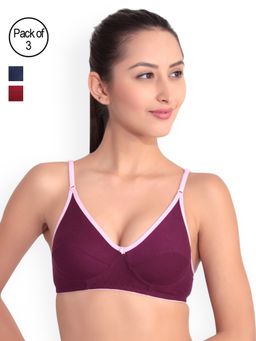 Floret - Pack Of 3 Solid T Shirt Bra - Multi-Color
