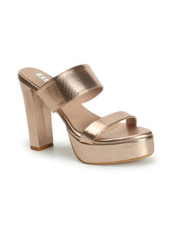 ELLE - Fashionable Womens Rose Gold Slip On Party Wear Heels