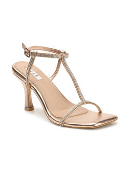 ELLE - Fashionable Comfortable Womens Rose Gold Ankle Strap Party Wear Heels