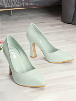 ELLE - Womens Pista Green Solid Pumps