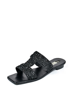 IRUSSH - Embellished Naomi Black Crystal Flats