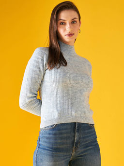 98 Degree North - Women High Neck Full Sleeve Sweater