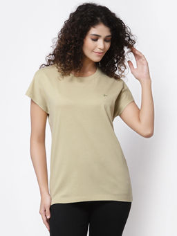 Mode by Red Tape - Women Slate Green Round Neck T-shirt
