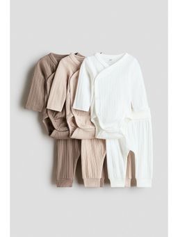 H&M - Unisex Beige 6-Piece Bodysuit And Trousers Set