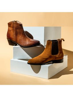 Saint G - Solid Tan Leather Ankle Boots