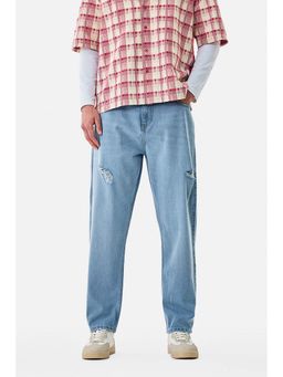 Snitch - Light Blue Light Distressed Relaxed Casual Jeans for Men