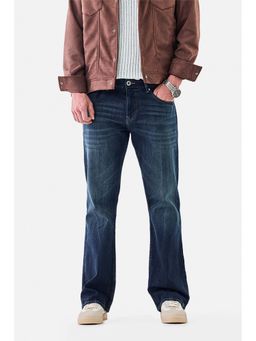 Snitch - Dark Blue Washed Bootcut Casual Jeans for Men