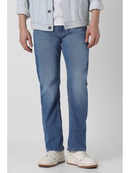 Peter England - Men Blue Mid Wash Jeans
