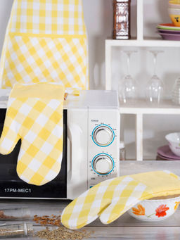 Maspar - Daisy Yellow and White Woven Oven Mitt (Set of 2)