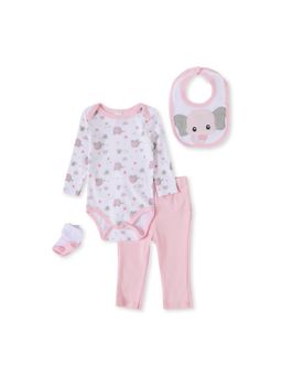 Giggles & Wiggles - Elephant Parade Pink Onesies with Leggings (Set of 4)