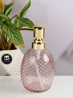 Kookee - Pink Glass Soap Dispenser with Refillable Pump for Bathroom & Kitchen Use