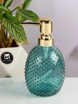 Kookee - Green Glass Soap Dispenser with Refillable Pump for Bathroom & Kitchen Use