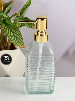 Kookee - Transparent Glass Soap Dispenser with Refillable Pump for Bathroom & Kitchen Use
