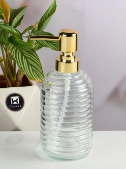 Kookee - Transparent Glass Soap Dispenser with Refillable Pump for Bathroom & Kitchen Use