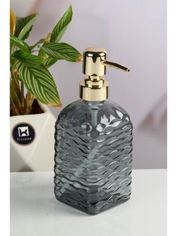 Kookee - Grey Glass Soap Dispenser with Refillable Pump for Bathroom & Kitchen Use