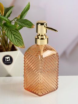 Kookee - Orange Glass Soap Dispenser with Refillable Pump for Bathroom & Kitchen Use