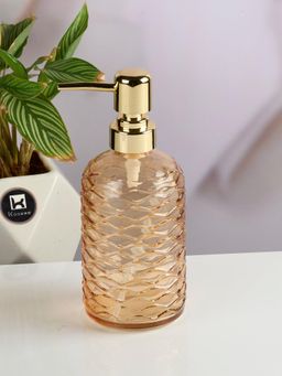 Kookee - Orange Glass Soap Dispenser with Refillable Pump for Bathroom & Kitchen Use