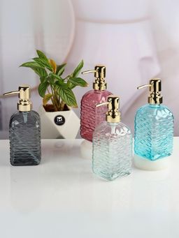 Kookee - Multi-Color Stylish Refillable Bottles Glass Soap Dispenser (Pack of 4)