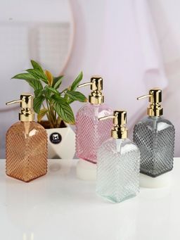 Kookee - Multi-Color Stylish Refillable Bottles Glass Soap Dispenser (Pack of 4)