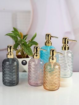 Kookee - Multi-Color Stylish Refillable Bottles Glass Soap Dispenser (Pack of 5)