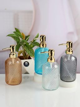 Kookee - Multi-Color Stylish Refillable Bottles Glass Soap Dispenser (Pack of 4)