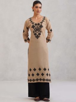 Colorkosh - Beige Chikankari Embroidered Stylish Kurta