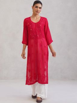 Colorkosh - Pink Chikankari Embroidered Stylish Kurta