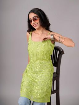 Colorkosh - Green Chikankari Embroidered Stylish Kurti