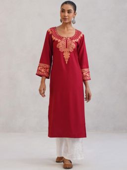 Colorkosh - Maroon Chikankari Embroidered Stylish Kurta