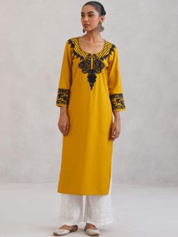 Colorkosh - Yellow Chikankari Embroidered Stylish Kurta