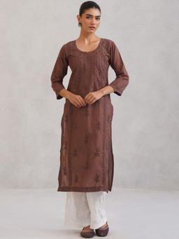Colorkosh - Brown Chikankari Embroidered Stylish Kurta