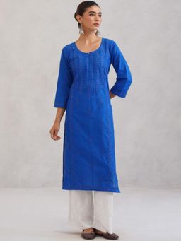 Colorkosh - Blue Chikankari Embroidered Stylish Kurta