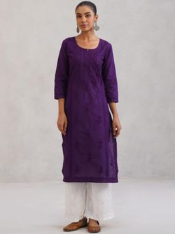 Colorkosh - Purple Chikankari Embroidered Stylish Kurta