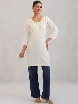 Colorkosh - Off White Chikankari Embroidered Stylish Kurti