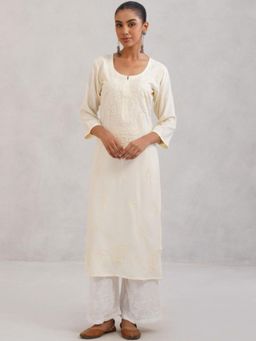 Colorkosh - Off White Chikankari Embroidered Stylish Kurta